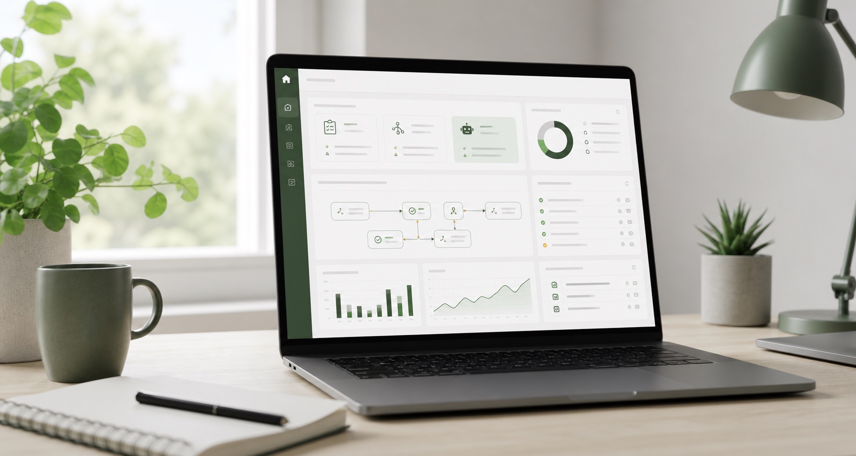 Rustig dashboard voor maatwerk automatisering op een laptop