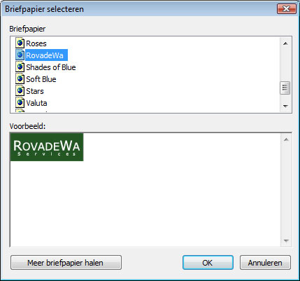 Outlook - Briefpapier selecteren