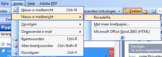 Outlook - Acties - Nieuw e-mailbericht - briefpapier kiezen